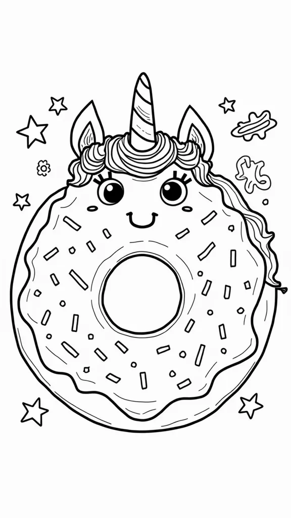 páginas para colorear de donas de unicornio